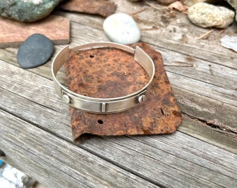 rustic sterling silver bangle bracelet handmade