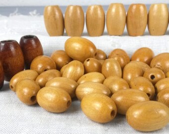 42 Wooden Ellipse Necklace Beads Jewellery Making Beads Varnished Ellipse Bead Lot