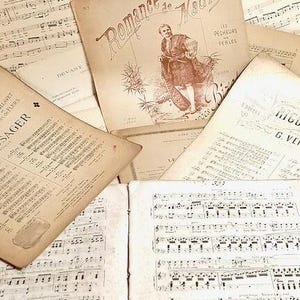 Lot grandes feuilles de musique françaises anciennes - papier de création - Paris - feuilles de notes de musique - partitions de musique Français des années 1800