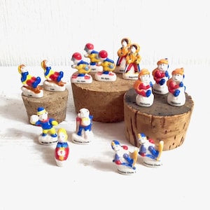 Set of 15 Sporting Feves Figurines - Ceramic Statuettes - Fèves Lot - Miniature Statues - Winter Sports Statuettes