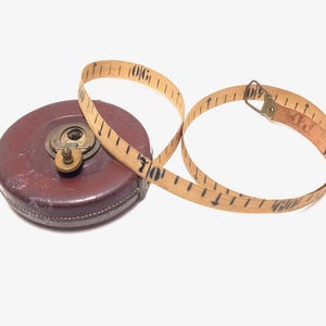 Antikes 65 Ft Leder Maßband - Handyman - DIY Geschenk Vintages - manuelles Maßband Frankreich - großes Vintage Maßband