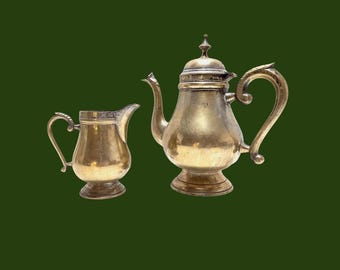 Antique Silver Plated Tea Set: Teapot & Milk Pitcher