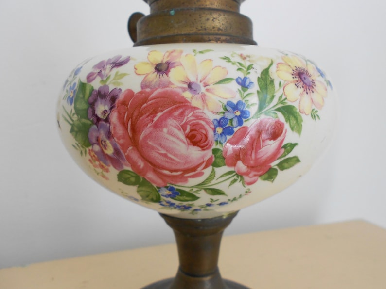Vintage Porcelain Table Lamp Floral Light