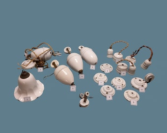 White Porcelain Rise ’n Fall Systems - Pulley Lighting Parts - Antique Up Down Lighting - Rise and Fall Light Fixtures - Light Fittings