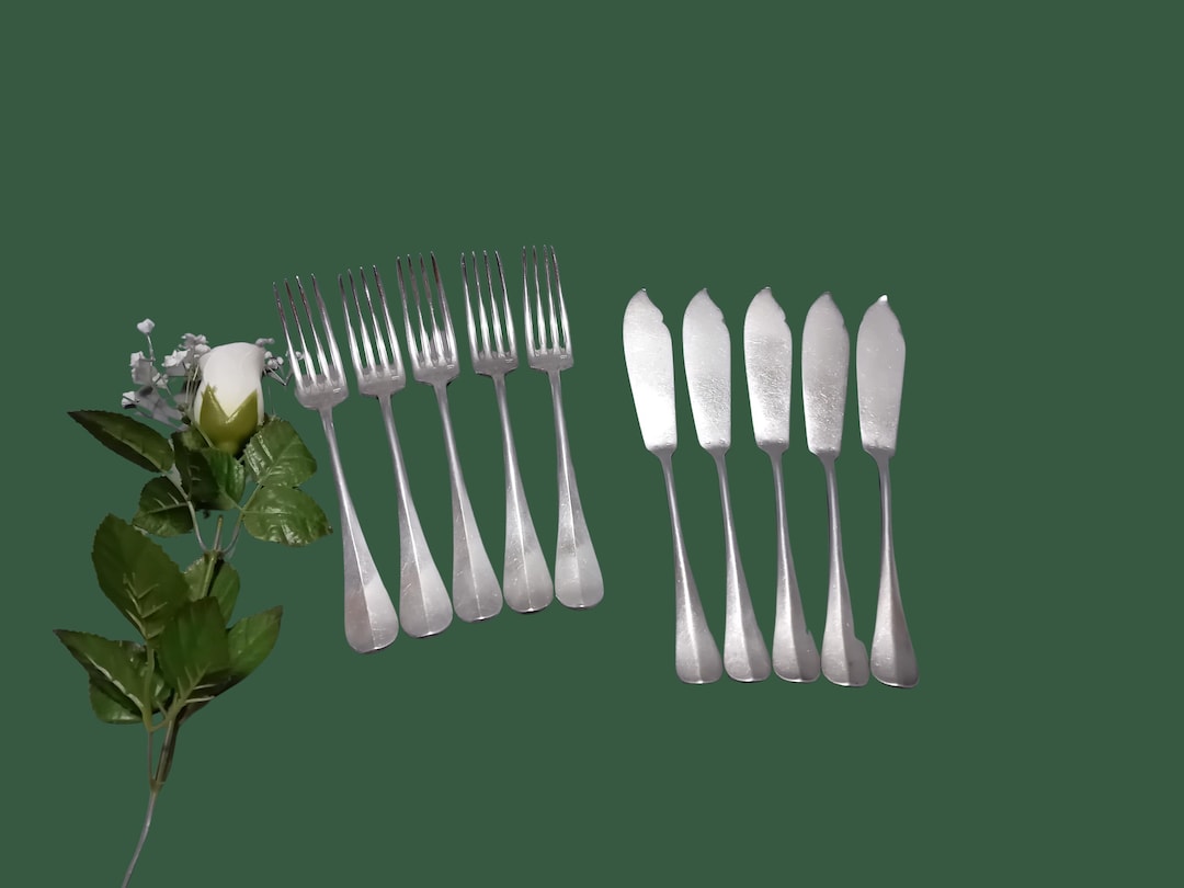 Vintage Silver Plate Fish Flatware Set: Ancelin Knives & Forks, French ...