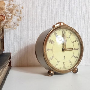 For Restoration French Mid Century Alarm Clock - Jaz - Non Functioning Table Clock - Time Keeper - Round Alarm Clock with Alarm