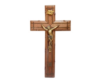Vintage Crucifix: 12" Mid-Century Religious Wall Hanging, France