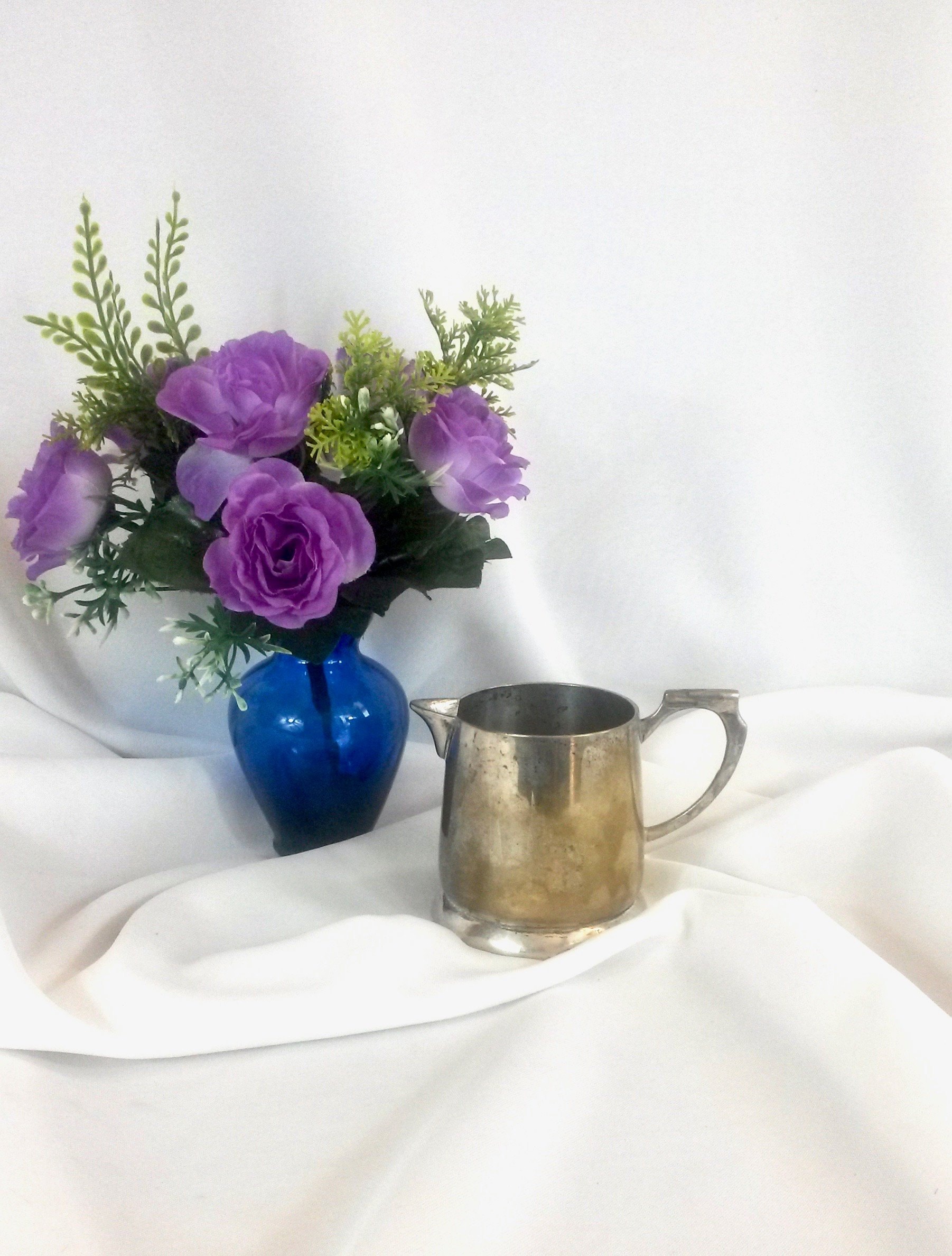 Crème Vintage - Français Cream Pot Silver Plated Pitcher Small Antique Pouring Jug Silver-Plated Jug