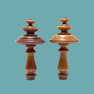 2 Elegante Große Holz Endstücke - Vintage Holz Baum - Endstücke für Möbel - Gedrechselte Vorhanghalter aus Holz - Heimwerker Baum