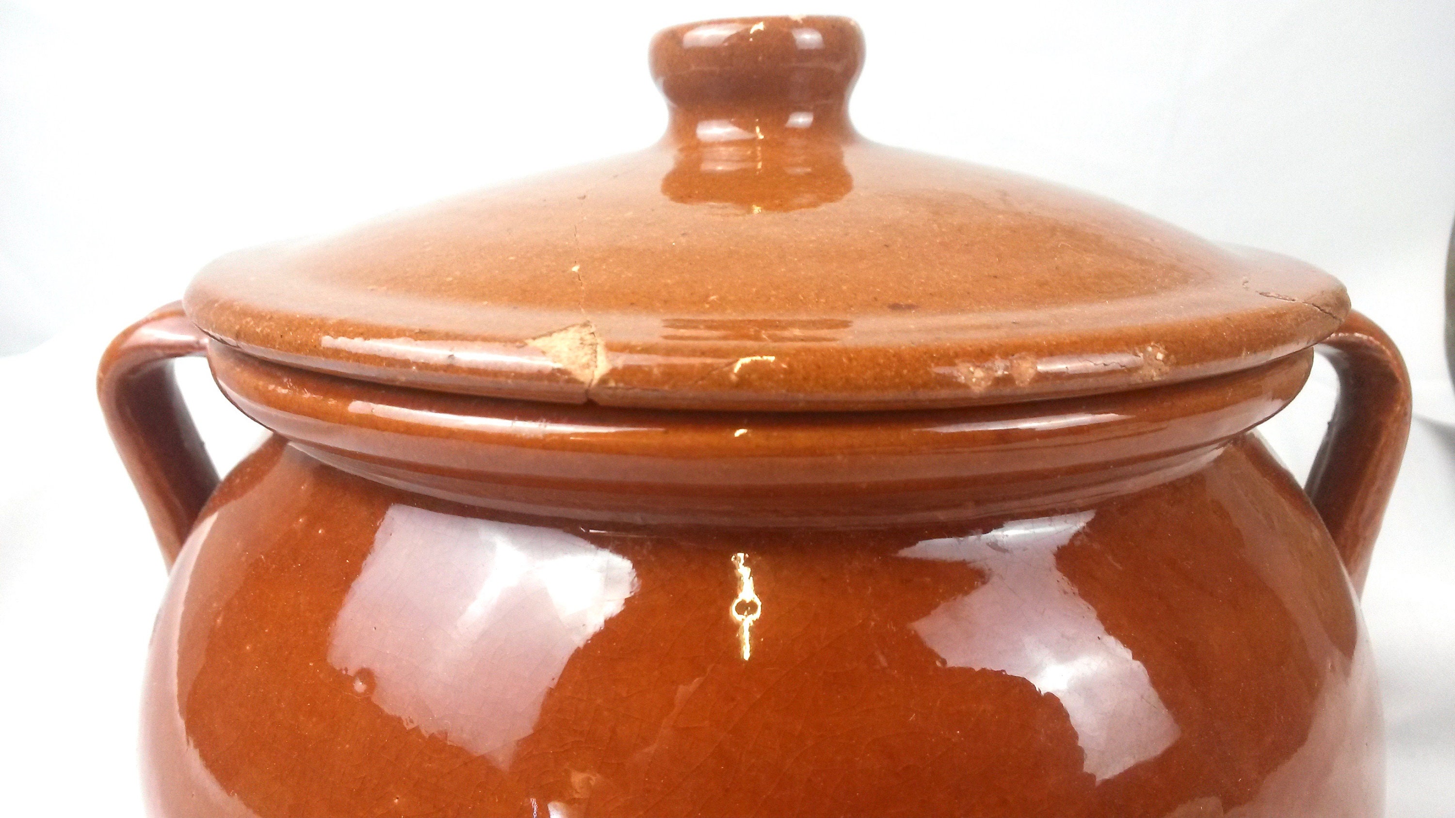 Round Earthenware Oven Dish With Lid Cauldron Casserole Etsy