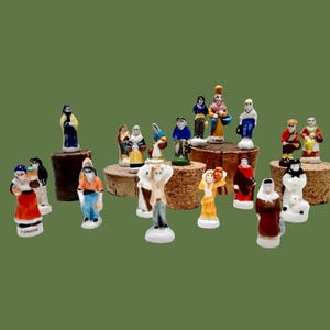 20 Mixed French Santons Figurines: Vintage Nativity Fèves Lot