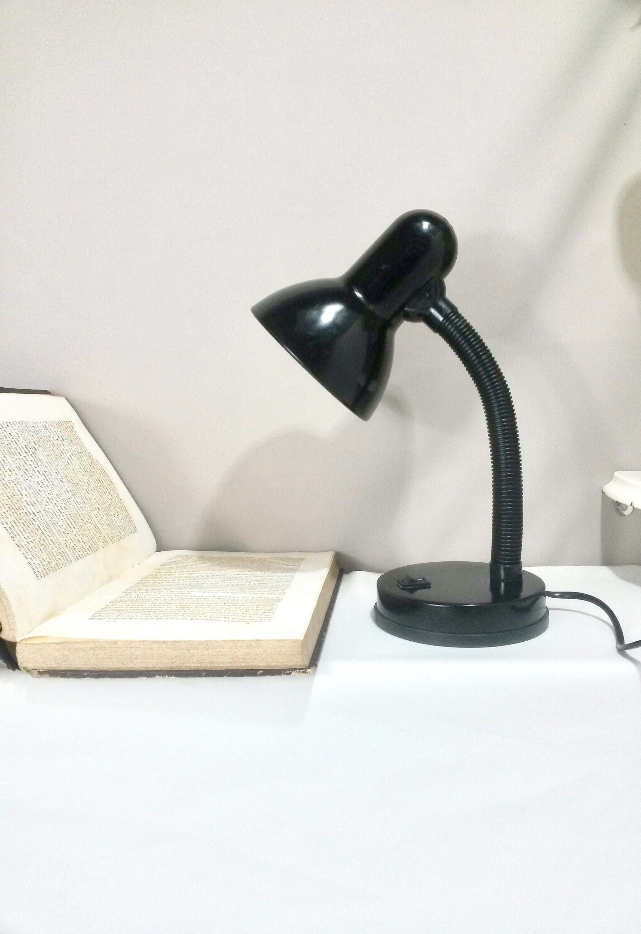 Black Gooseneck Desk Light - Small Table Black Lamp Éclairage Des Années 1980 Industrial Light