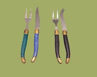 Vintage Laguiole Serving Set: Cheese Knife & Fork, France