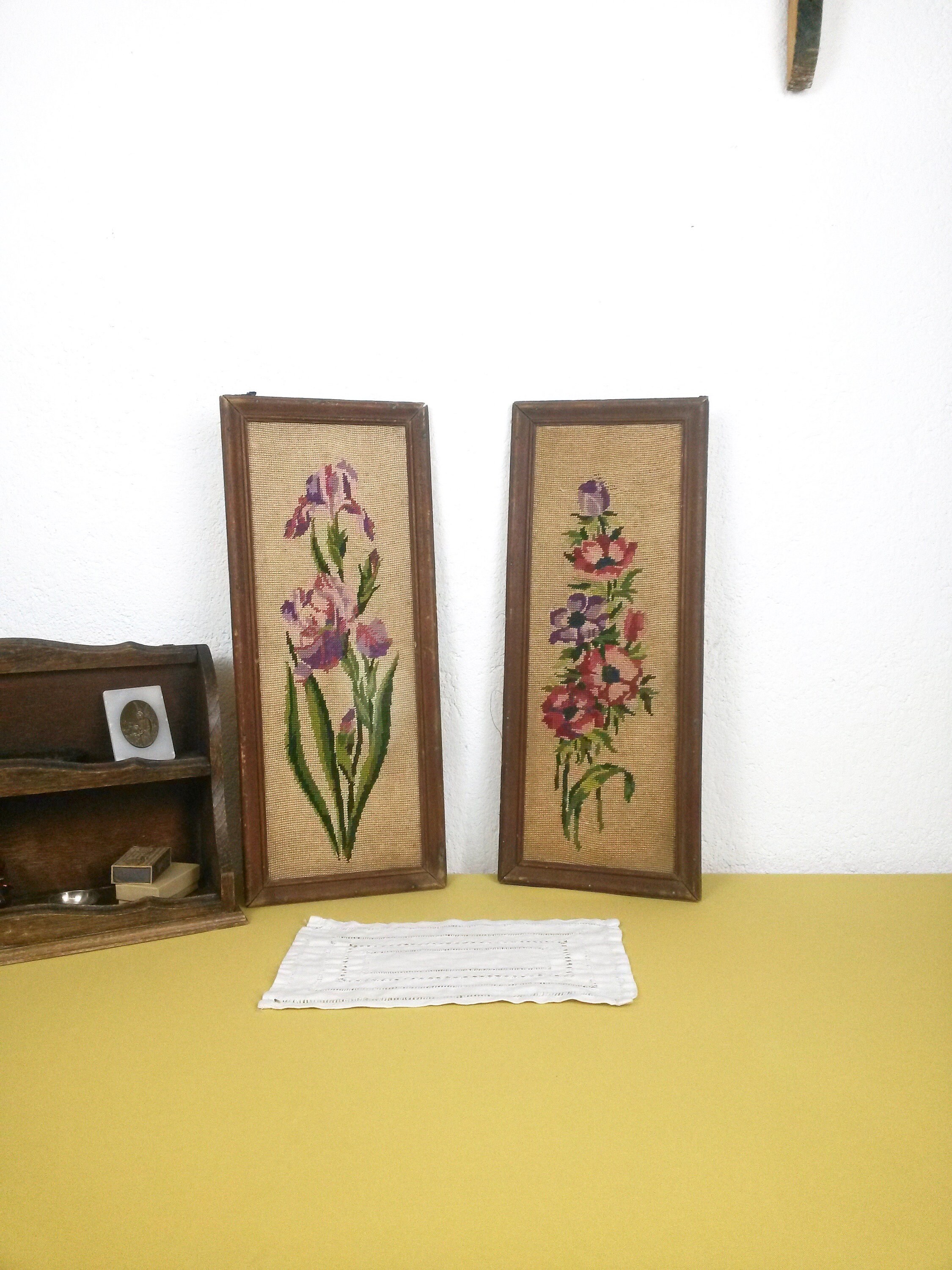 Ensemble de Tapisseries Du 19Ème Siècle - Tapisserie Tissée à La Main Haute Tapisseries Florales Vin