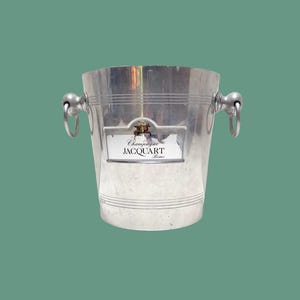 Vintage French Jacquart Champagne Ice Bucket: Metal Party Decor