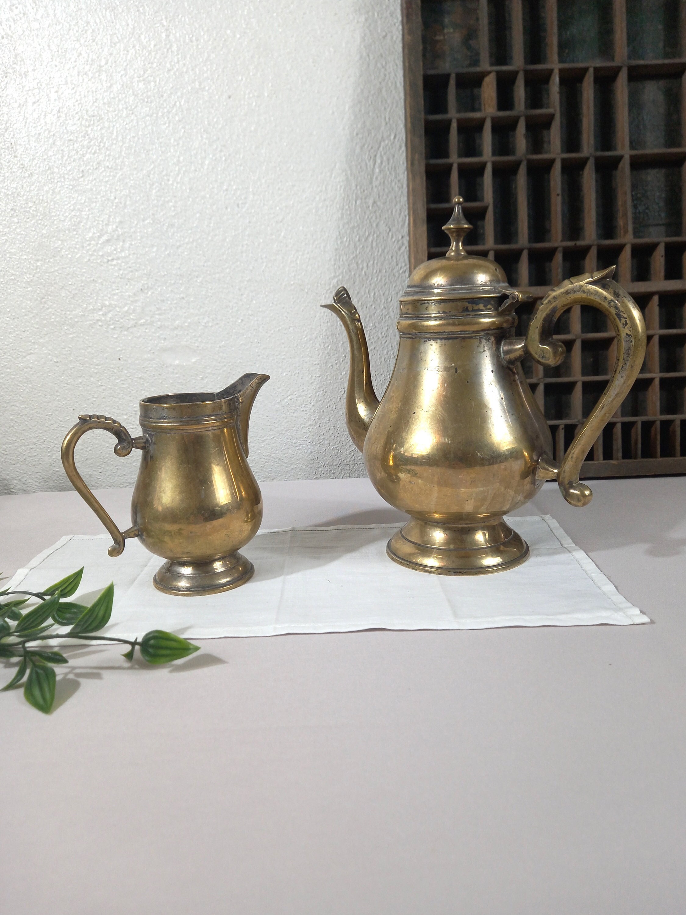 Antique Silver Plated Tea Service - Pichet à Lait en Argent Théière Plateau de Petit-Déjeuner Vintag