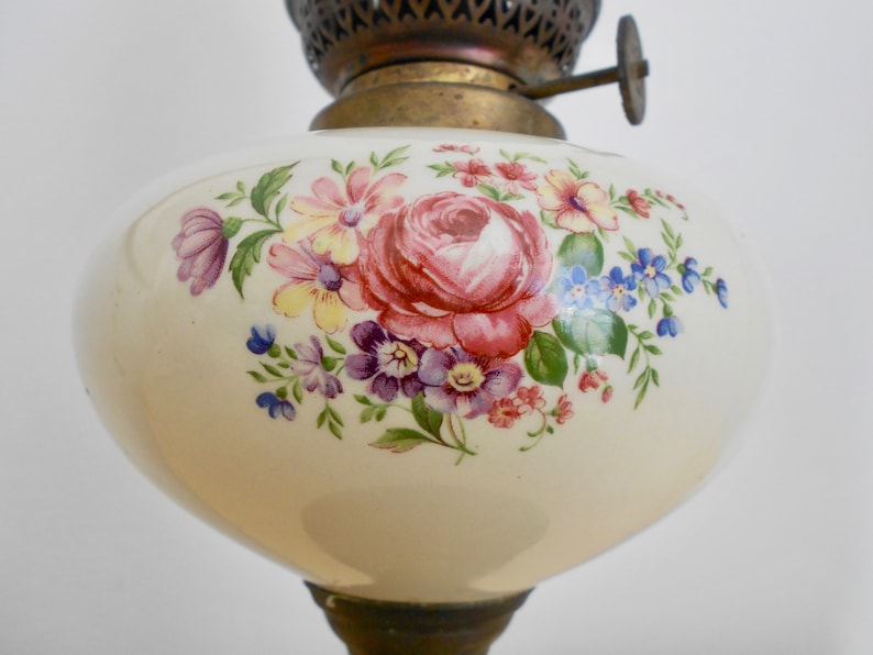 Vintage Porcelain Table Lamp Floral Light