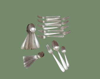 Art Deco Silver Plated Flatware Set - 27 Piece French Silverware