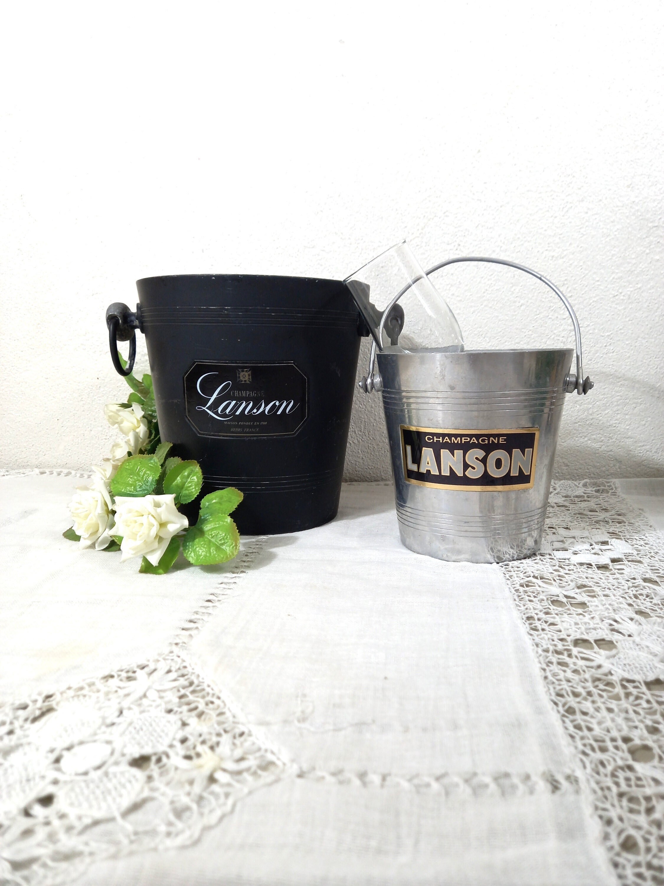 Set Lanson Champagne Bucket - Ice Vintage Cooler Français Party Supplies Bucket