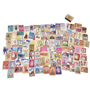 Lot 100 Safety Matchbook Covers - Antique Matchbooks - Antique Coloured Illustrations France - Publicity Match Boxes