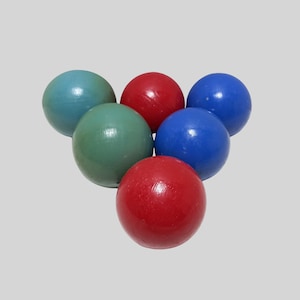6 Wooden Coloured Skittle Balls - Vintage Game Balls - 9 Pin Bowling Balls - Wooden Ball Games Vintage - Games - Social Games