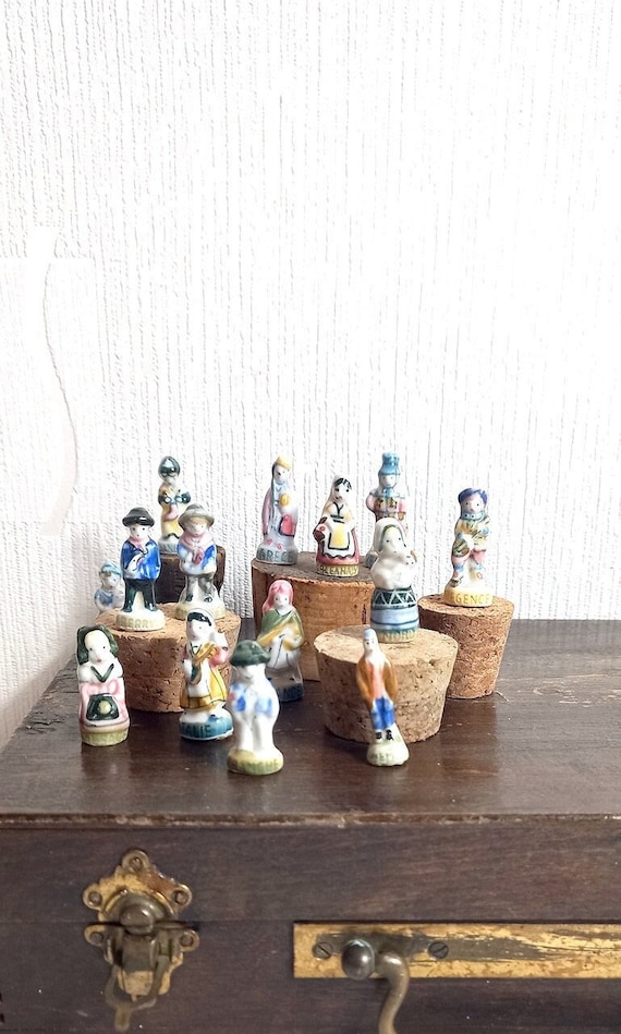 Set of 14 Feves Figurines Ceramic Statuettes Fèves Lot Miniature Statues  Epiphany Mixed Feves Lot Santons 