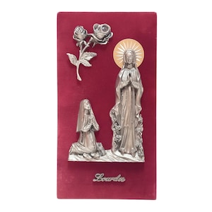 Lourdes Weihwasser Schrein: Vintage Zinn Bernadette Skulptur, Made in Italy