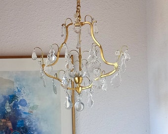 Chandelier Light France - Glass Drop Ceiling Chandelier - Hollywood Regency Style - Ceiling Pendant Lamp - Ceiling Light