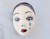 Vintage Mask Brooch, Face, Pierrot