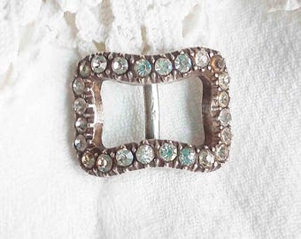 BOUCLE DE CEINTURE ANCIENNE OVALE AVEC DES STRASS - VINTAGE