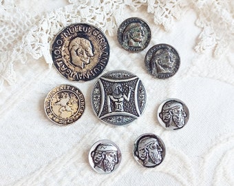 Vintage boutons en métal de style Egypte Rome Rome Grèce