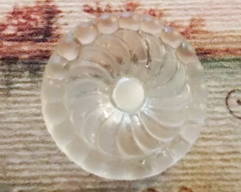 Vintage Glass Button, Art Deco Button, Clear Glass Button