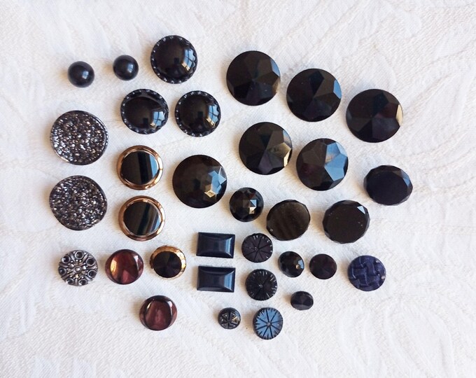 Antique & Vintage Black Glass French Jet Buttons - Some Imperfect - Etsy