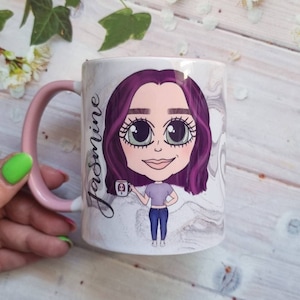 Personalised Caricature Mug: Marble Effect Character Gift