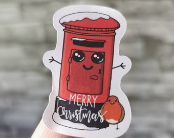 Cute CHRISTMAS Happy Post Stickers -  Postbox Postage Sticker