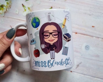 Personalised Caricature Teacher Mug - Teacher Gift - End of Year Teacher Gift - Teaching Assistant Mug