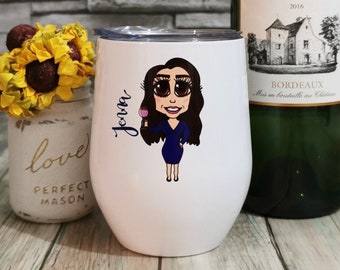 Caricature Wine Glass - Stainless Steel Wine Tumbler