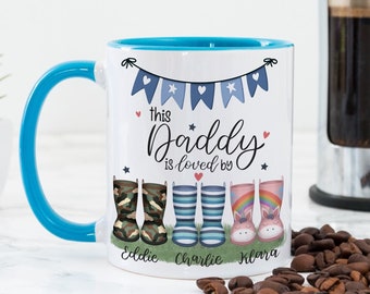 This Daddy is Loved by - Personalised Welly Mug - Wellies Mug