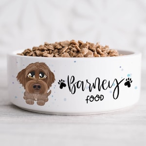 Ceramic Caricature Dog Food Bowl Personalised Dog Bowl Small Dog Bowl