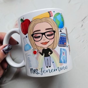 Personalised Teacher Caricature Mug - Back to School Gift