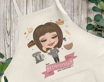 Personalised Character Apron for Nanny - Mother’s Day Gift from the Grandchildren - Adult Apron