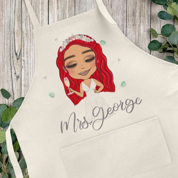 Personalised Bridal Apron - Wedding Day Apron - Dress Protector - Personalised Wedding Gift