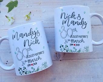 Personalised Wedding Anniversary Mugs - Happy Anniversary Gift - Gift for Friends