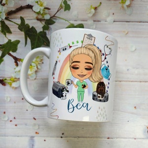 Personalised Caricature Vet Mug - Personalised Veterinary Nurse - Newly qualified Vet