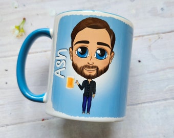 Taza con caricatura personalizada: Regalo con diseño de personaje masculino personalizado