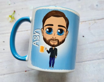 Personalised Character Design Mug - Caricature Mug for Him - Gift for Dad - Father's Day gift - Gift for him