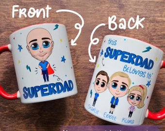 Superdad Character Mug - This Superdad Belongs to - Mug for Dad - Gift from the children - Father’s Day Gift