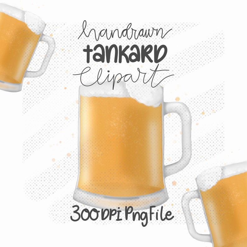 Digitally Hand Drawn Beer Tankard Clipart Beer Png Digital Etsy