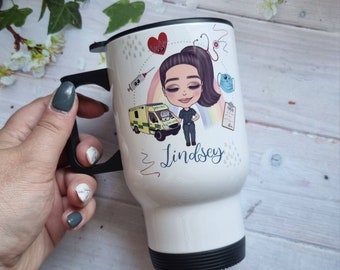 Personalised Paramedic Caricature Travel Mug