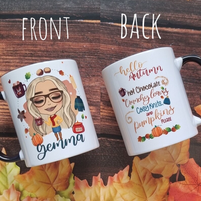 Hello Autumn. Cute Character Fall Mug